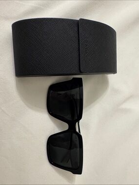 Prada Symbol Black and White Oversized Shield Sunglasses with case